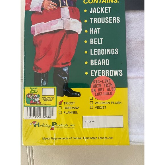 One Size Fits All Santa Suit Costume Jacket Trousers Hat Belt Beard Eyebrows - Picture 3 of 15